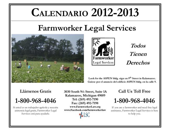 2012 - 2013 Farmworker Calendar
