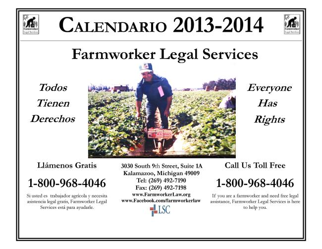 2013 - 2014 Farmworker Calendar