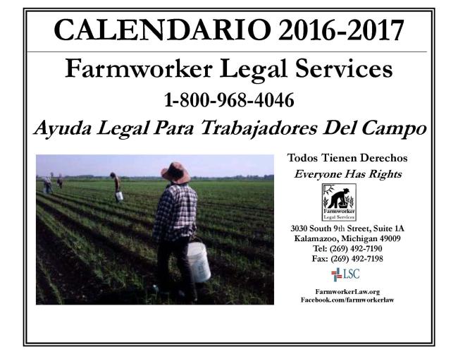 2016 - 2017 Farmworker Calendar