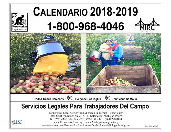 2018 - 2019 Farmworker Calendar