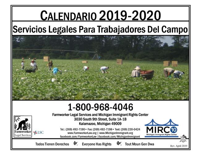2019 - 2020 Farmworker Calendar